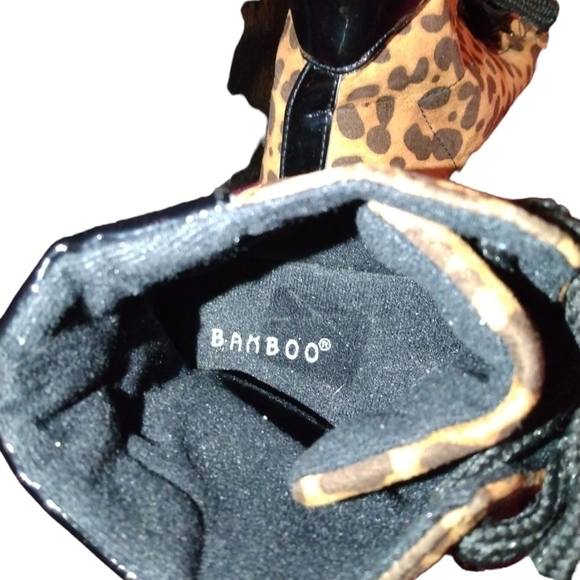 Bamboo Motif Cheetah Lace Up High Tops Size 10 - Picture 6 of 7